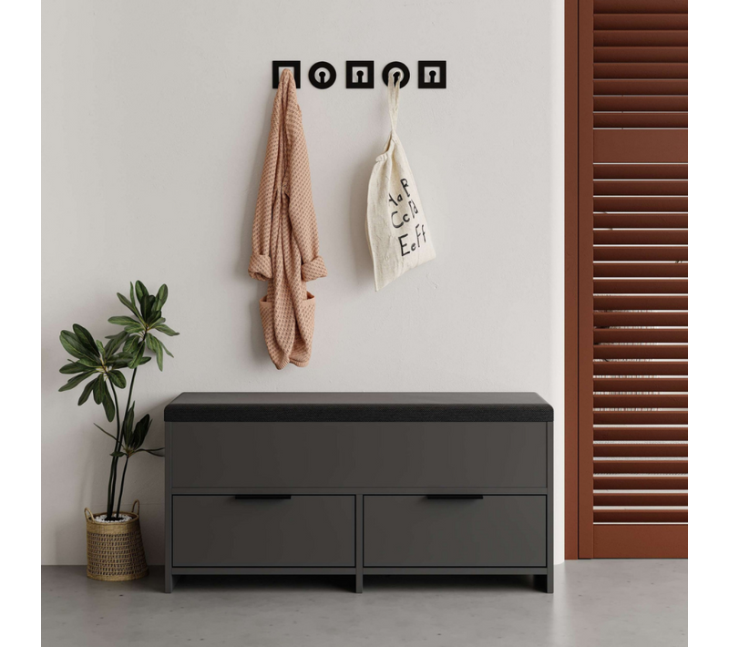 Poli - Meuble à Chaussures - 4 Rangements - Noir