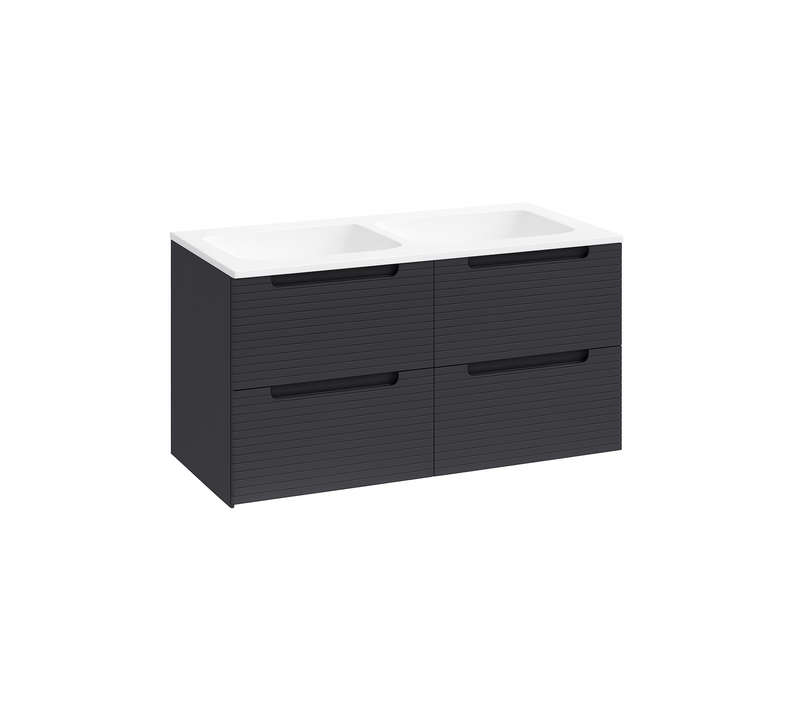 Ensemble Meuble Kyoto Noir +  Vasque Céramique Ada  120cm