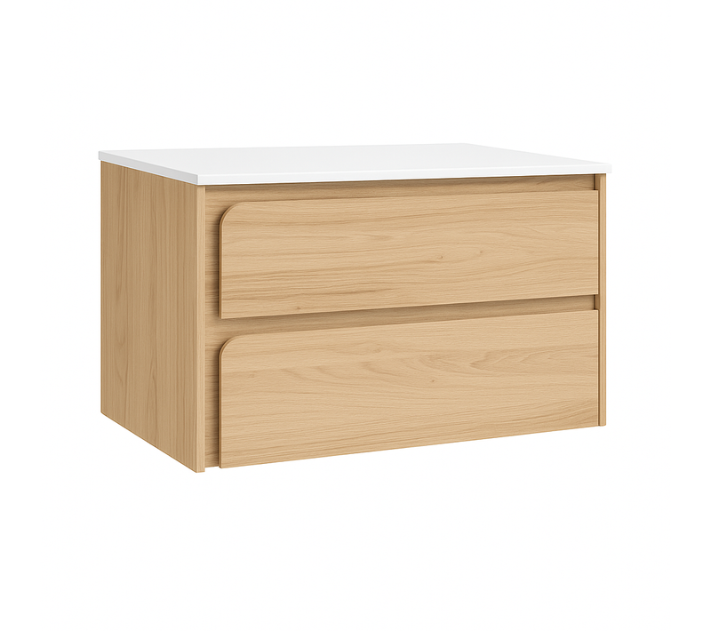 Ensemble Meuble Indico Couleur Hêtre + Vasque Céramique Flat 80cm