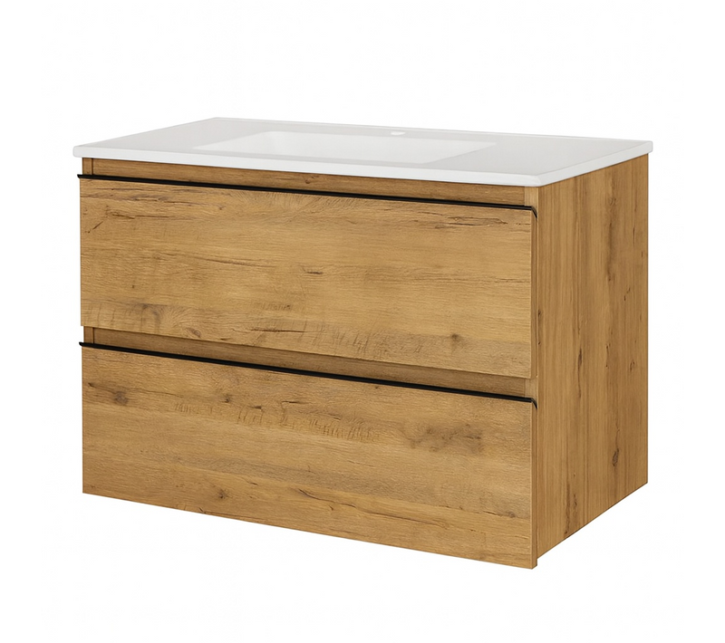 Ensemble Meuble De Salle De Bains Black Inglet Bois 2 Tiroirs 80cm