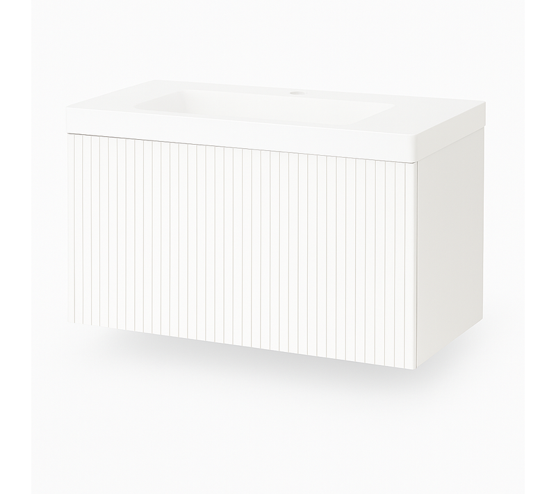 Ensemble Meuble Bari + Vasque Céramique Flat - 100cm Blanc