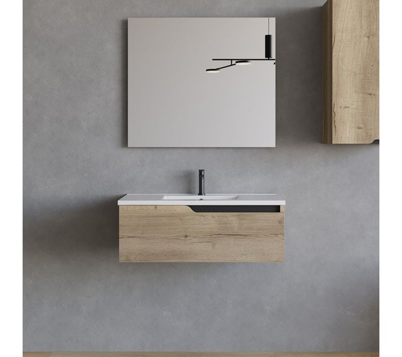 Meuble De Salle De Bain 80cm Avec Cuve - 1 Tiroir - Miel (chêne Clair) - Cadix