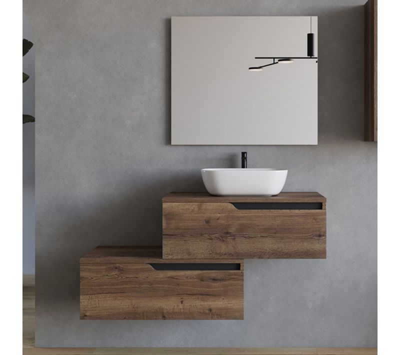 Meuble De Salle De Bain 120cm Avec Cuve - 2 Tiroirs - Tabaco (bois Foncé) - Cadix