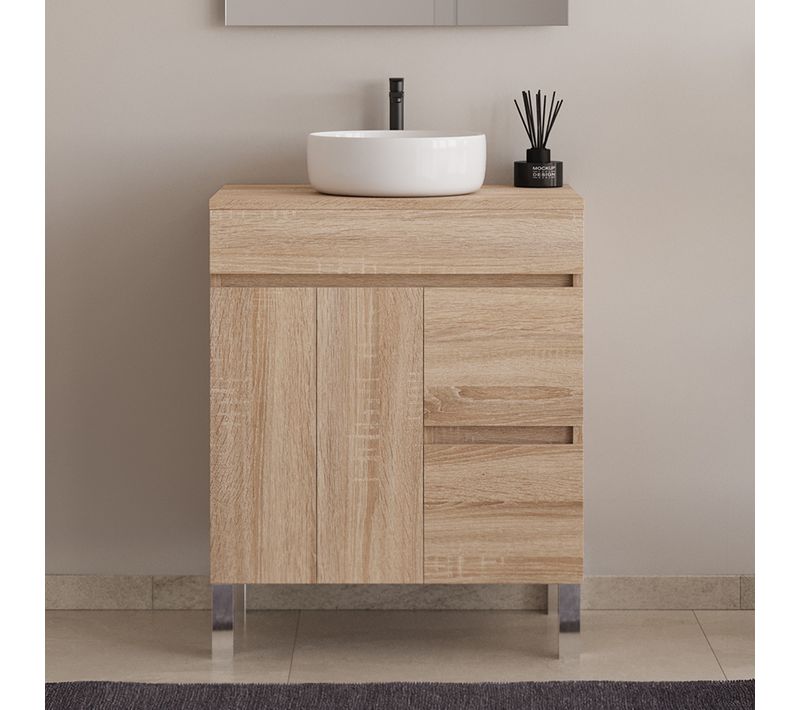 Meuble De Salle De Bain 70cm Sur Pieds Avec Plateau Et Cuve - Sans Miroir - Cambrian - Haro