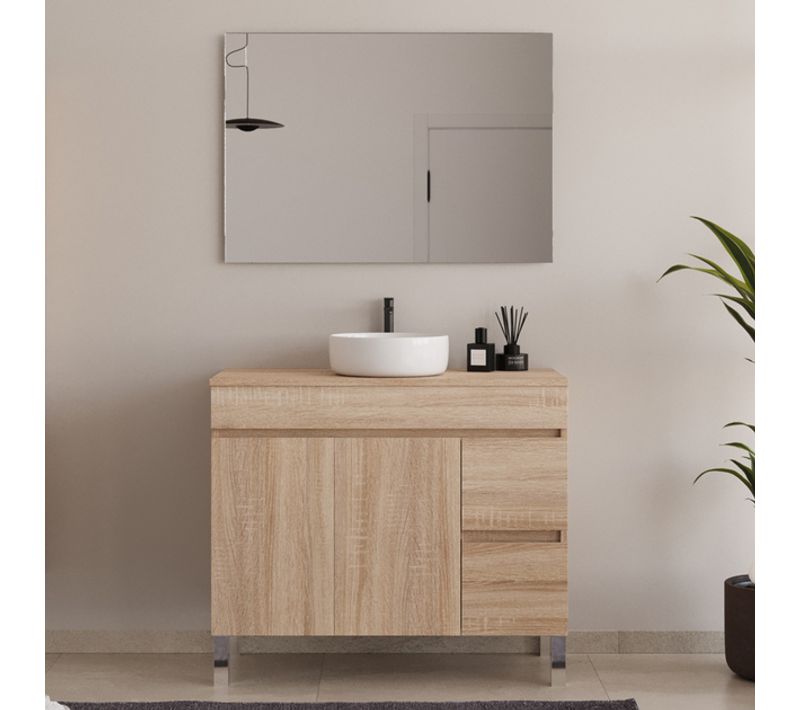 Meuble De Salle De Bain 100cm Sur Pieds Avec Plateau Et Cuve - Cambrian - Haro