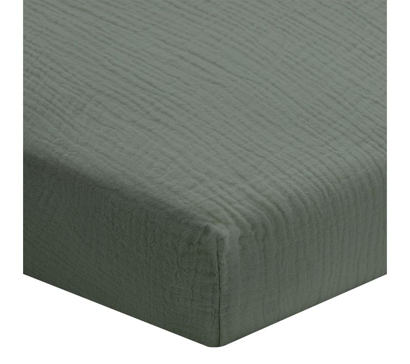 Draps Housse 160x200cm - Watercress - Gaze De Coton