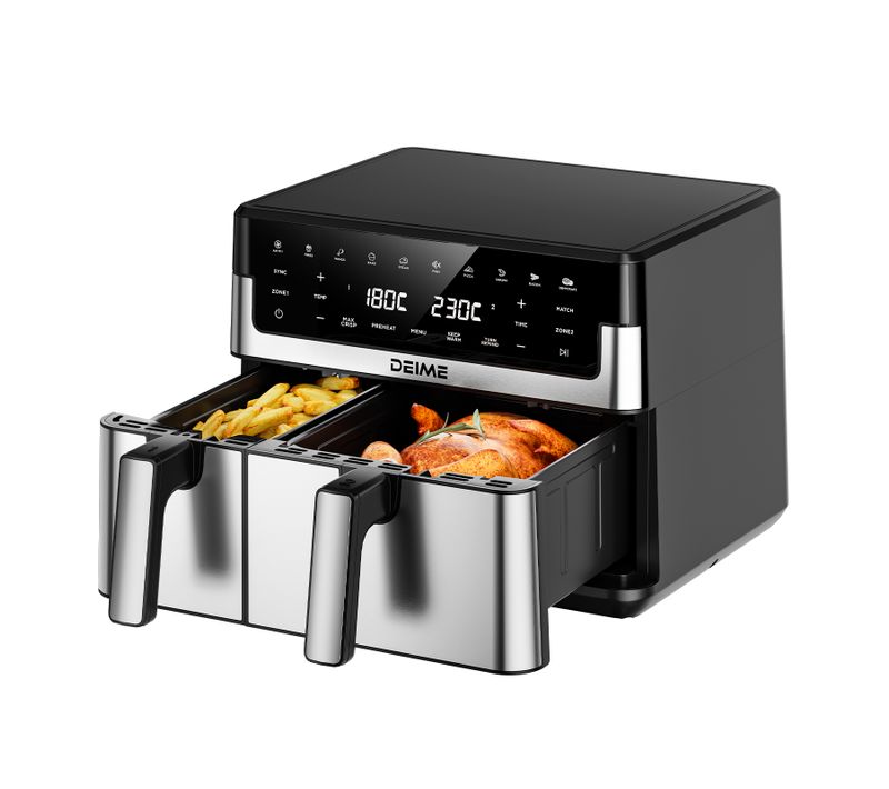 Airfryer  10 L 2800 W 10 Programmes Avec Fenêtre De Cuisson – Inox