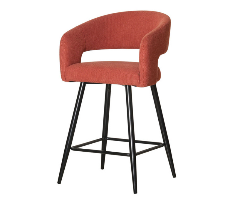 Tabouret De Bar Léna Tissu Terracotta Pieds Métal Noir