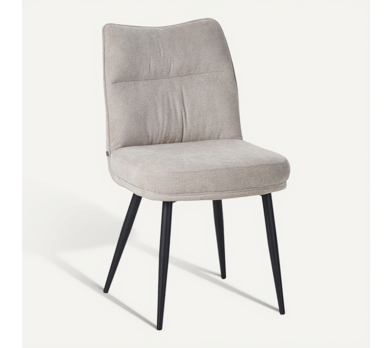Chaise Louise Tissu Beige Pieds Métal Takasit