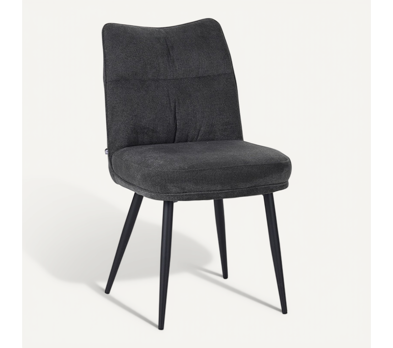 Chaise Louise Tissu Gris Pieds Métal Takasit
