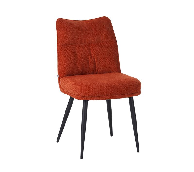 Chaise Louise Tissu Terracotta Pieds Métal