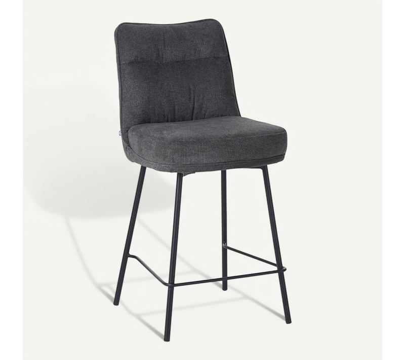 Tabouret De Bar Léon Tissu Gris Pieds Métal Takasit
