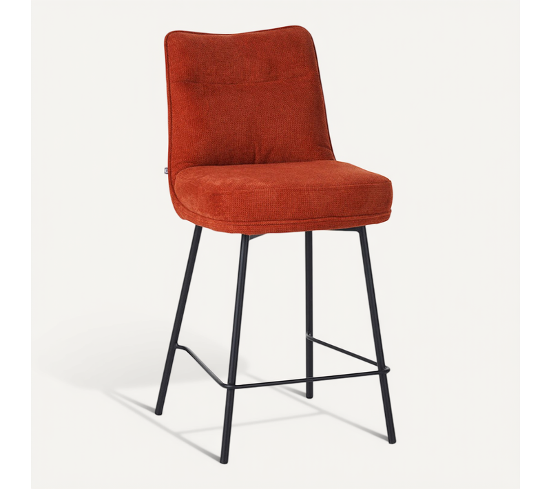 Tabouret De Bar Léon Tissu Terracotta Pieds Métal Takasit