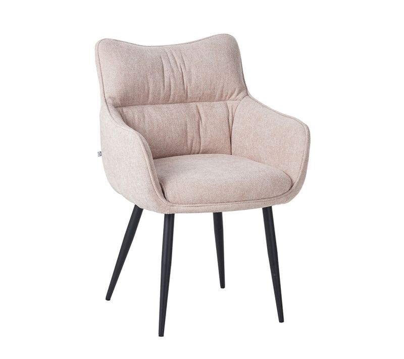 Fauteuil Repas Lucas Tissu Beige Pieds Métal