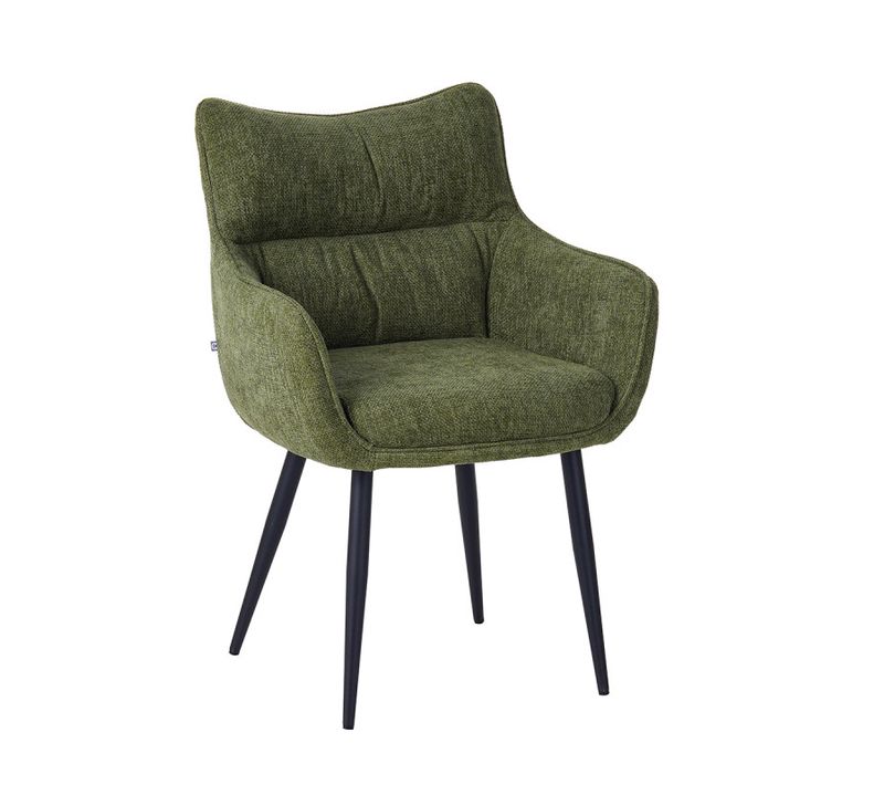 Fauteuil Repas Lucas Tissu Vert Pieds Métal