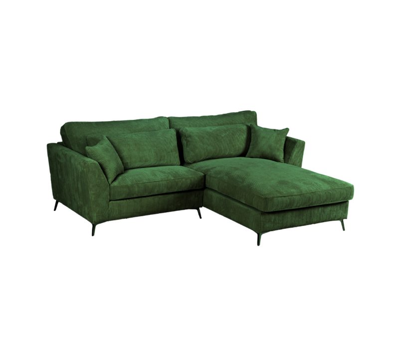 Canapé D'angle Mini Isla Droit Velours Côtelé Vert