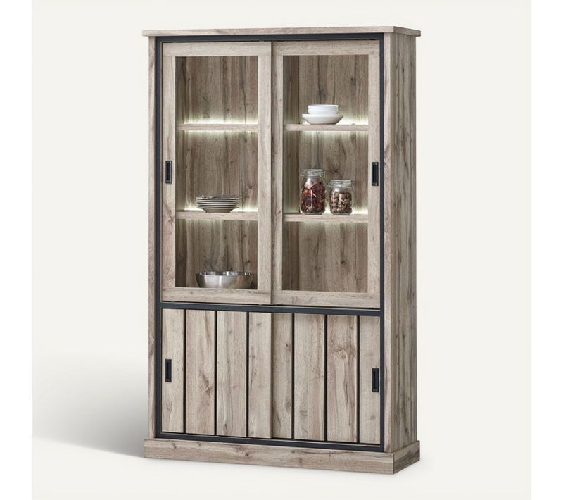 Vitrine Lena 2+2 Portes Coulissantes LED