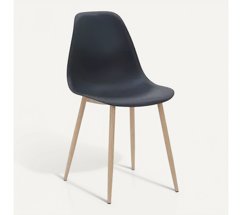 Chaise Pp Noir Pieds Métal Effet Bois