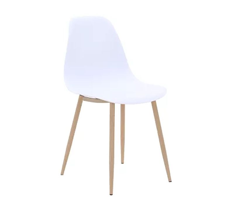Chaise Pp Blanc Pieds Métal Effet Bois