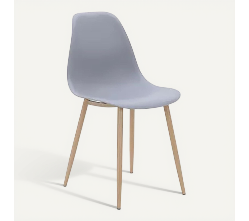 Chaise Pp Gris Pieds Métal Effet Bois