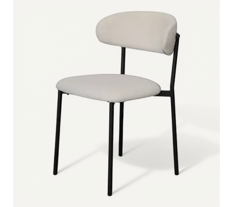 Chaise Bouclette Blanc Structure Métal Noir