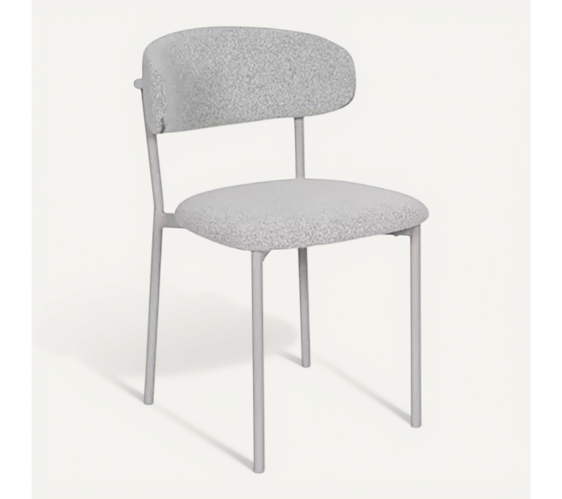 Chaise Bouclette Taupe Structure Métal Beige