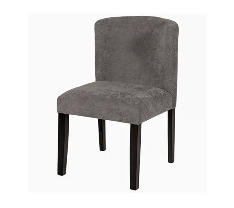 Chaise Tissu Chenille Gris Pieds Bois Noir