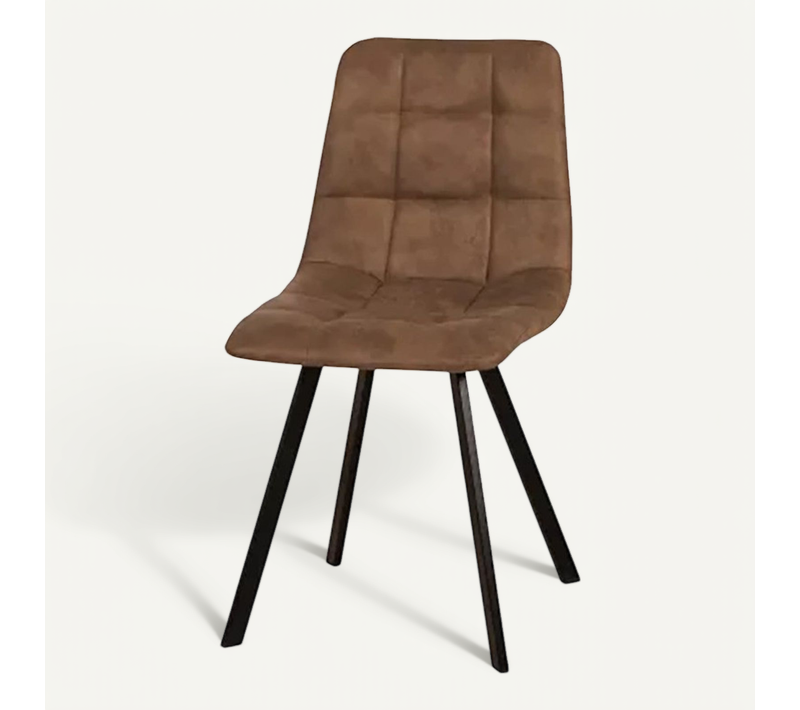 Chaise En Simili Marron Clair Pieds Métal Noir