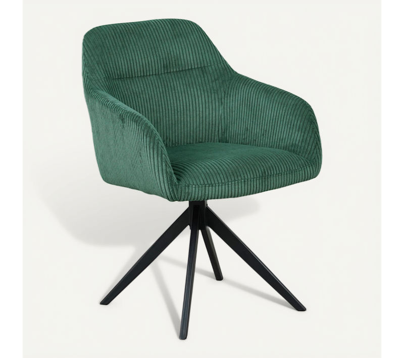 Chaise Pivotante Velours Côtelé Vert Thélyo