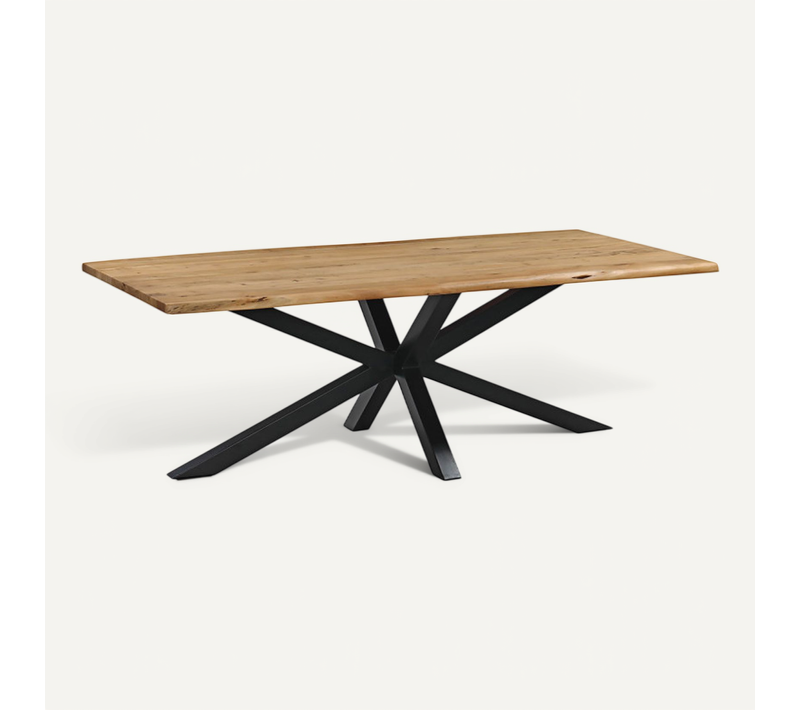 Table À Manger 220 X 110 Cm Olivia Acacia Pied Métal