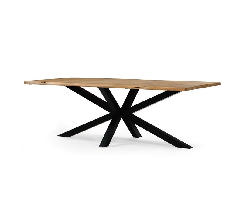 Table à Manger 260 X 110 Cm Olivia Acacia Pied Métal