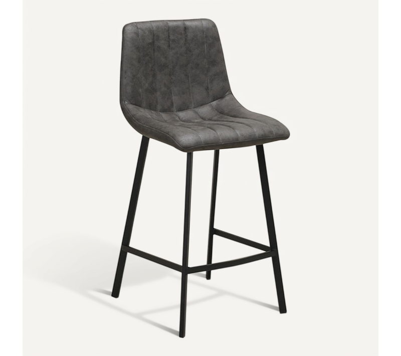 Tabouret De Bar Eden Gris Pu Pieds Métal Takasit