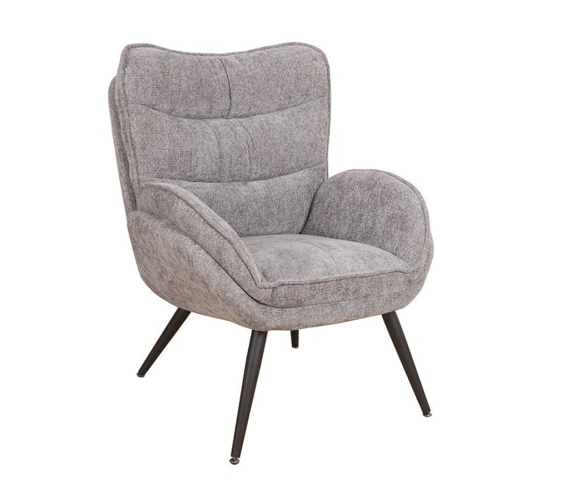 Fauteuil Bas Tiago Tissu Gris Pieds Métal