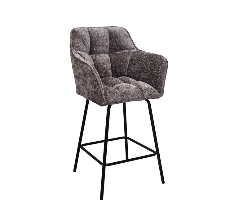 Tabouret De Bar Zoé Tissu Chenille Gris