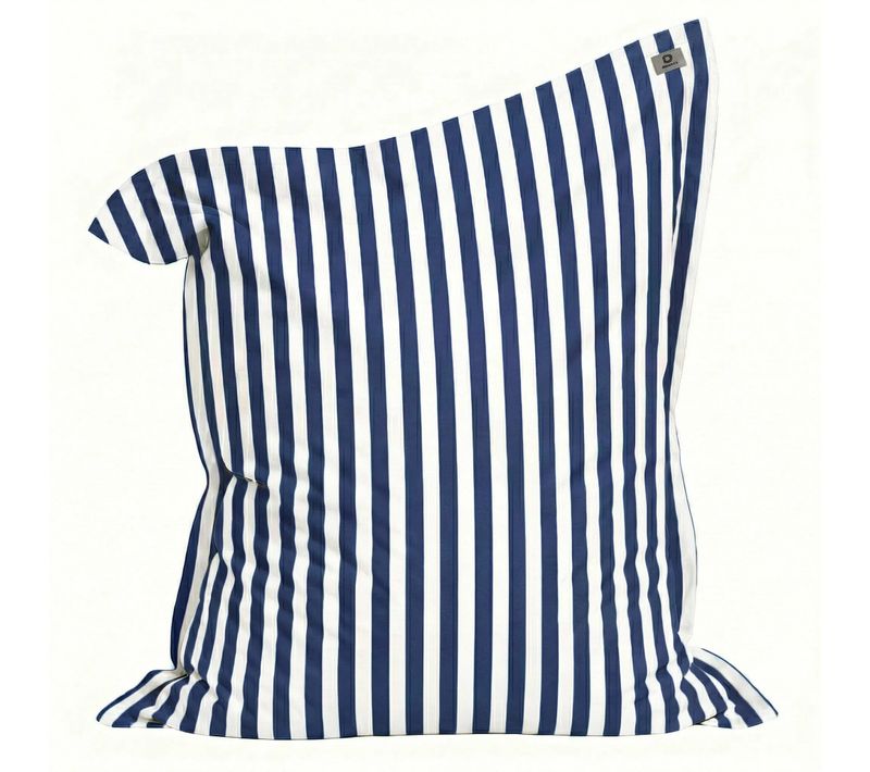 Pouf Géant XXL Déhoussable 180x140cm Intérieur Et Extérieur - Rayure Bleu Marine