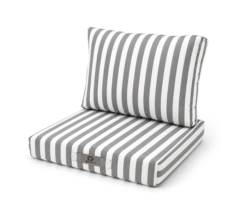 Coussins Pour Chaise De Jardin Déhoussable 40x40cm Rayure Gris Clair