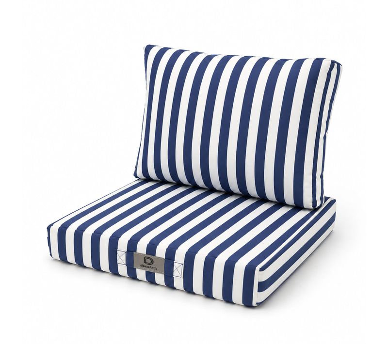 Coussins Pour Chaise De Jardin Déhoussable 40x40cm Rayure Bleu Marine