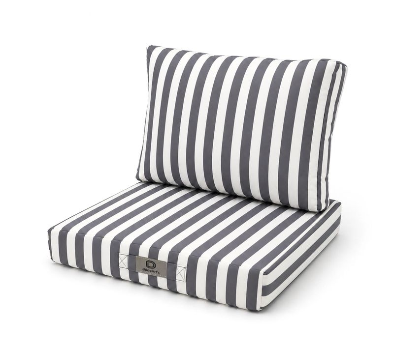 Coussins Pour Chaise De Jardin Déhoussable 40x40cm Rayure Gris Foncé