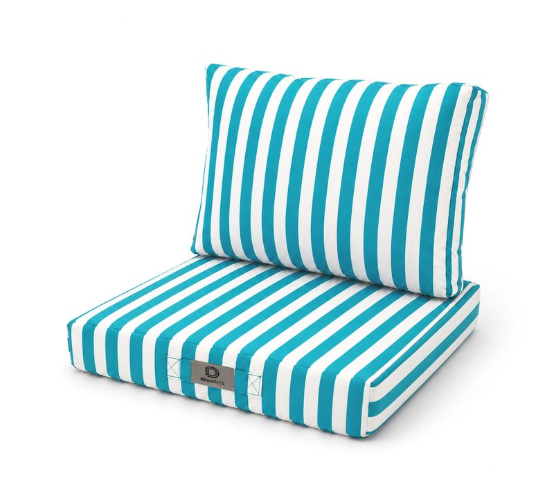 Coussins Pour Chaise De Jardin Déhoussable 40x40cm Rayure Turquoise