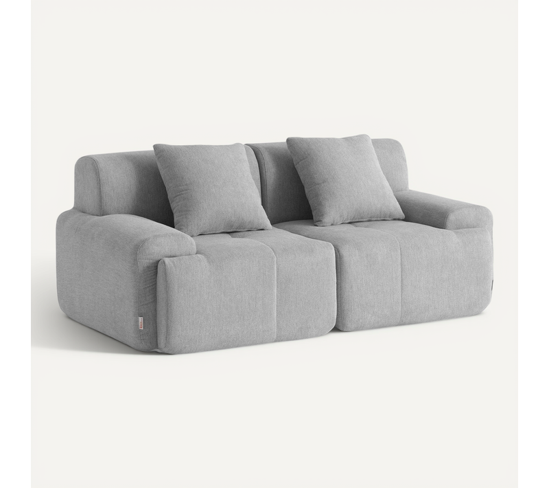 Canapé Droit Compressé Sofamous 2 Places Tissu Chenille Gris Minéral