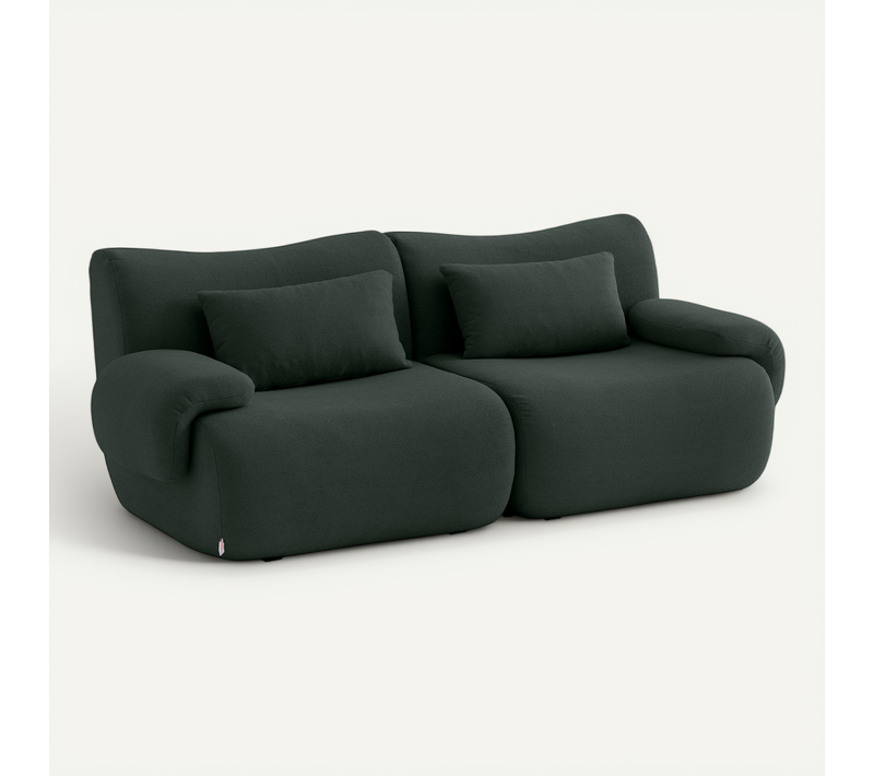 Canapé Droit Compressé Sofatime 2 Places Tissu Fine Bouclette Vert Foret
