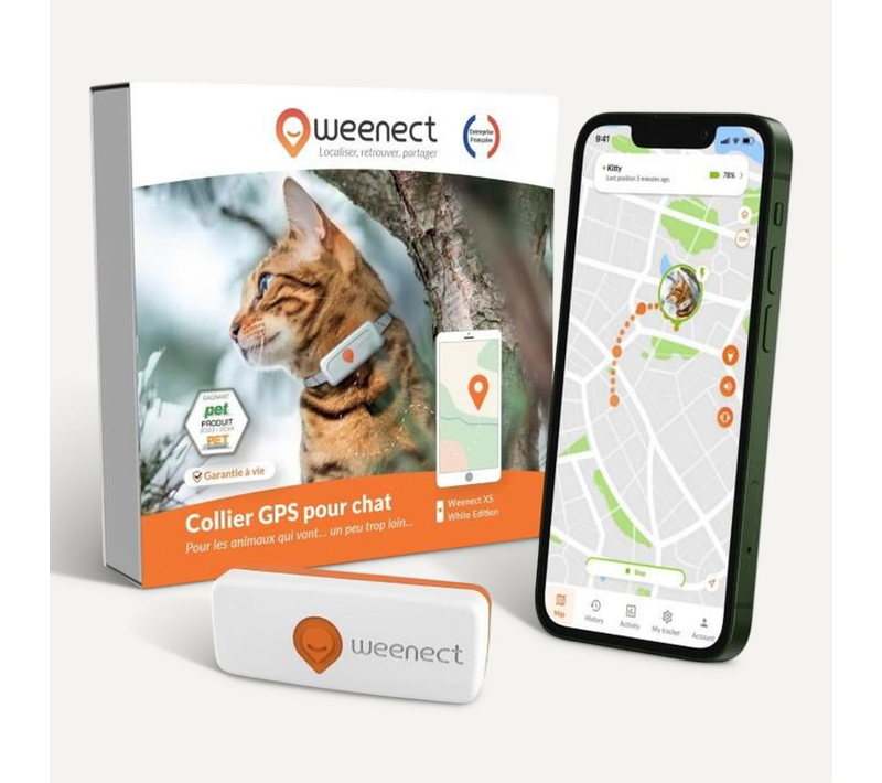 Xs Tracker Gps Pour Chat - Blanc, Compact, 1 Position/sec, Géorepérage