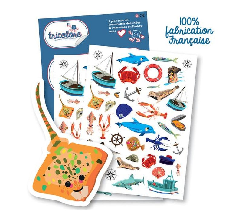 Gommettes Maritimes : Poissons Et Bateaux - 70 Pièces Colorées Pour Créations Artistiques