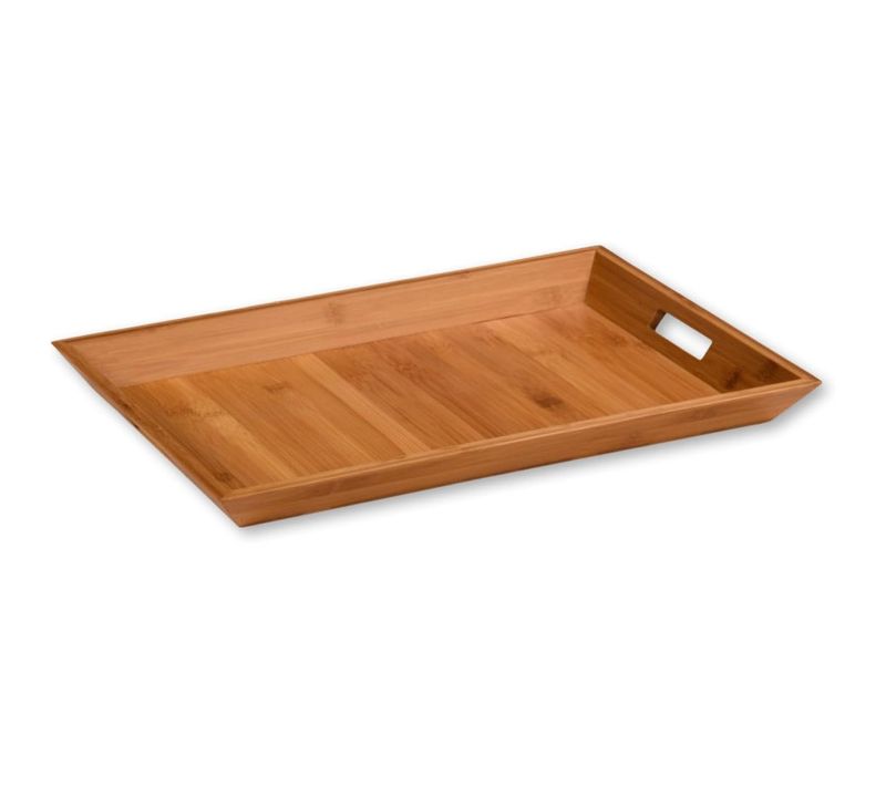 Plateau De Service En Bambou Fsc - Poignées Intégrées - 52 X 33 Cm