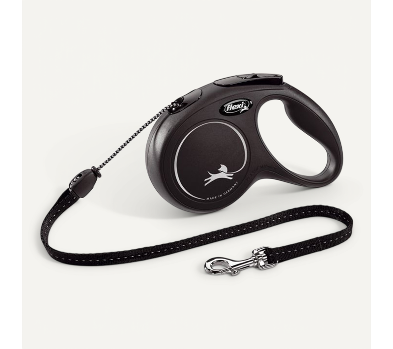 Laisse - New Classic M Cord - 5 Metres De Longueur - Pour Chiens Jusqu'a 20 Kg - Noir