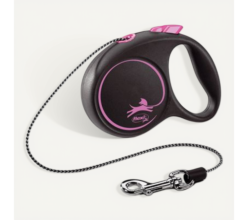 Laisse Black Design Xs Cord 3m Black/ Pink Fu02c3-251-s-cp
