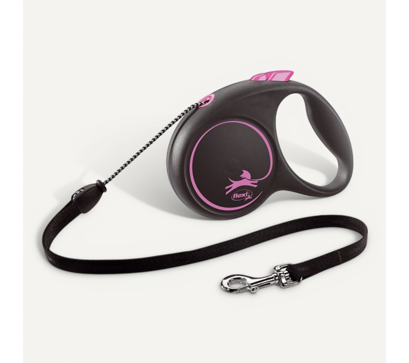Laisse Black Design M Cord 5m Black/ Pink Fu22c5-251-s-cp
