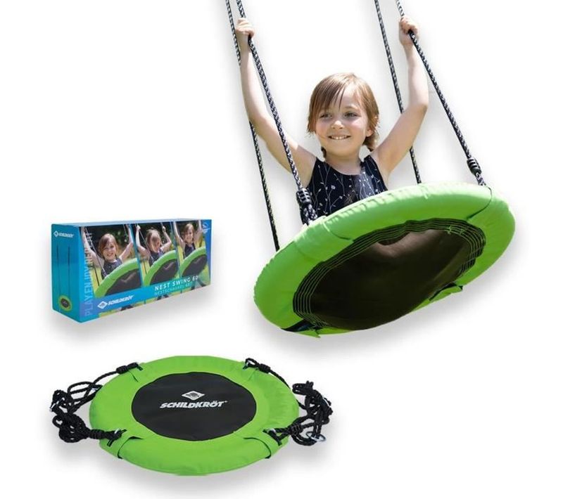 Balançoire Nid D'oiseau 60 Cm - Ajustable 70–150 Cm, Intérieur/extérieur, Verte