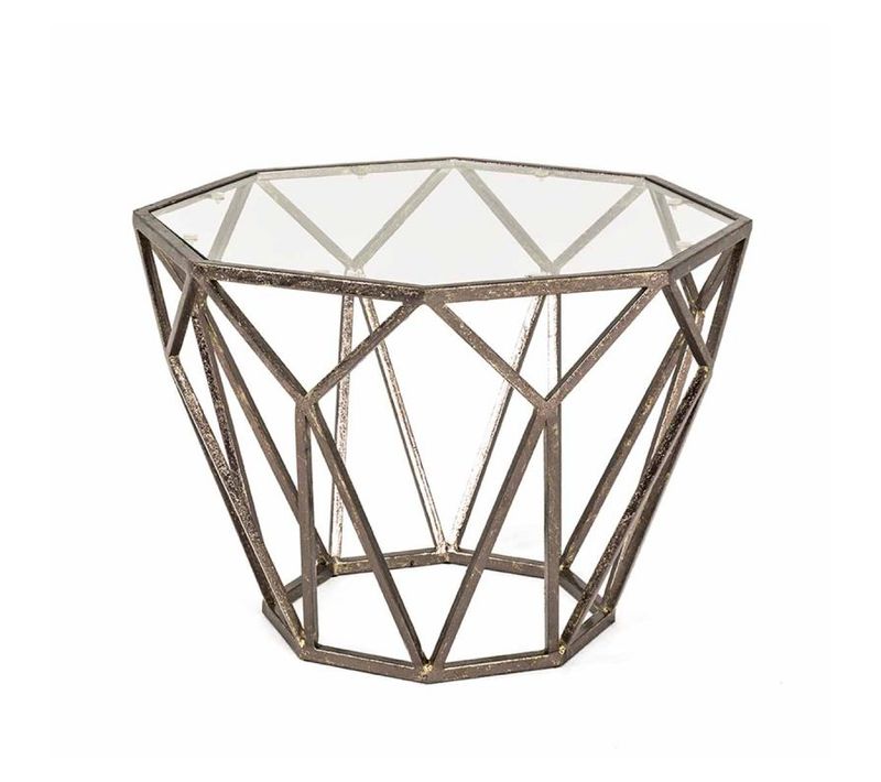 Table Basse Damon En Métal Laqué Et Verre Trempé 55cm