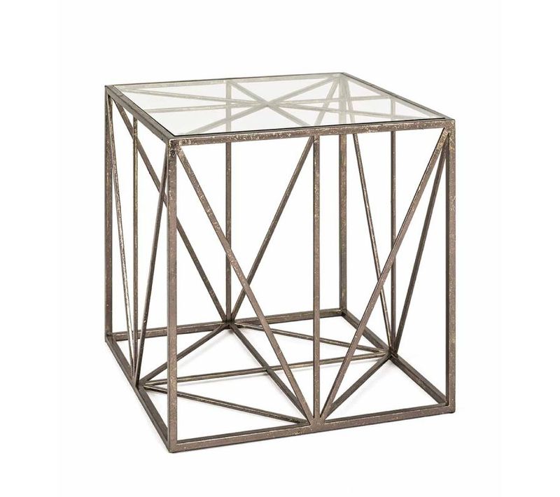 Table D'appoint Carrée En Verre "nila" 50cm Bronze